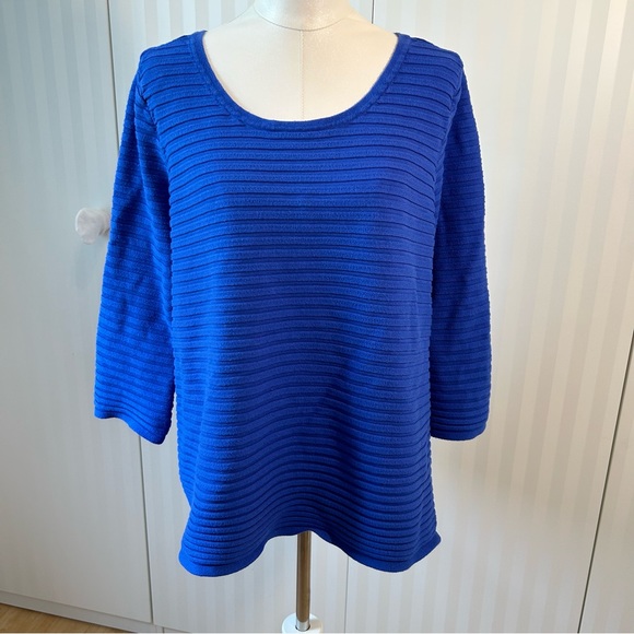 Lane Bryant cobalt blue soft ribbed sweater back button closure Size 22/24 - Picture 1 of 8